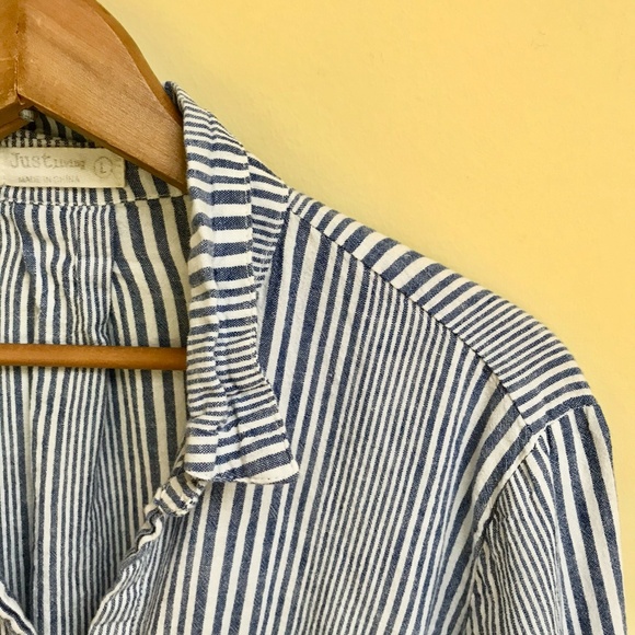 JUST LIVING STRIPED BUTTON DOWN - Picture 3 of 9